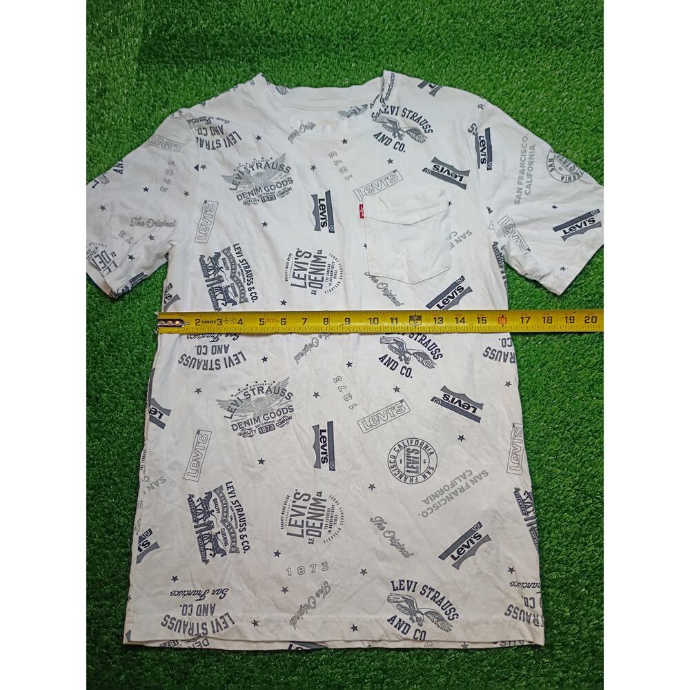 Levi's White Youth T-Shirt with All-Over Logo Print XL - Picture 4 of 6